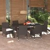 Lauko baldų komplektas Sodo komplektas su pagalvėlėmis, 7 dalių, rudas, poliratanas