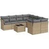 Sofa Sodo komplektas su pagalvėlėmis, 9 dalių, smėlio, poliratanas