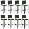 Lauko baldų komplektas Sodo komplektas su pagalvėlėmis, 9 dalių, juodas, poliratanas