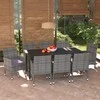 Lauko baldų komplektas Sodo komplektas su pagalvėlėmis, 9 dalių, pilkas, poliratanas