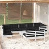 Lauko baldų komplektas Sodo komplektas su pagalvėmis, 10 dalių, baltas, pušies masyvas