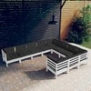 Lauko baldų komplektas Sodo komplektas su pagalvėmis, 10 dalių, baltas, pušies mediena