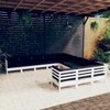 Lauko baldų komplektas Sodo komplektas su pagalvėmis, 11 dalių, baltas, pušies mediena