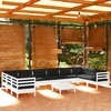 Lauko baldų komplektas Sodo komplektas su pagalvėmis, 11 dalių, baltas, pušies mediena