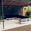 Lauko baldų komplektas Sodo komplektas su pagalvėmis, 11 dalių, baltas, pušies mediena