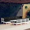 Lauko baldų komplektas Sodo komplektas su pagalvėmis, 11 dalių, baltas, pušies masyvas