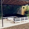 Lauko baldų komplektas Sodo komplektas su pagalvėmis, 12 dalių, baltas, pušies masyvas