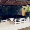 Lauko baldų komplektas Sodo komplektas su pagalvėmis, 12 dalių, baltas, pušies mediena