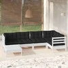 Lauko baldų komplektas Sodo komplektas su pagalvėmis, 6 dalių, baltas, pušies masyvas
