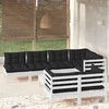 Lauko baldų komplektas Sodo komplektas su pagalvėmis, 8 dalių, baltas, pušies masyvas