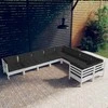 Lauko baldų komplektas Sodo komplektas su pagalvėmis, 9 dalių, baltas, pušies mediena