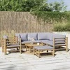 Lauko baldų komplektas Sodo komplektas su pilkomis pagalvėlėmis, 8 dalių, bambukas