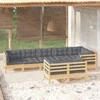 Lauko baldų komplektas Sodo komplektas su pilkomis pagalvėmis, 8 dalių, pušis