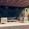 Lauko baldų komplektas Sodo komplektas su pilkomis pagalvėmis, 7 dalių, pušis