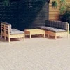 Lauko baldų komplektas Sodo komplektas su pilkomis pagalvėmis, 6 dalių, pušis