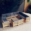 Lauko baldų komplektas Sodo komplektas su pilkomis pagalvėmis, 12 dalių, pušis