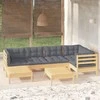Lauko baldų komplektas Sodo komplektas su pilkomis pagalvėmis, 7 dalių, pušis