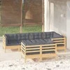 Lauko baldų komplektas Sodo komplektas su pilkomis pagalvėmis, 7 dalių, pušis