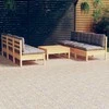 Lauko baldų komplektas Sodo komplektas su pilkomis pagalvėmis, 7 dalių, pušis