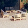 Lauko baldų komplektas Sodo komplektas su pilkomis pagalvėmis, 8 dalių, pušis