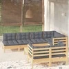 Lauko baldų komplektas Sodo komplektas su pilkomis pagalvėmis, 8 dalių, pušis