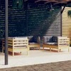 Lauko baldų komplektas Sodo komplektas su pilkomis pagalvėmis, 6 dalių, pušis