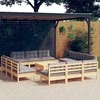 Lauko baldų komplektas Sodo komplektas su pilkomis pagalvėmis, 13 dalių, pušis
