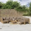 Lauko baldų komplektas Sodo komplektas su taupe pagalvėlėmis, 11 dalių, bambukas