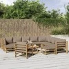 Lauko baldų komplektas Sodo komplektas su taupe pagalvėlėmis, 12 dalių, bambukas
