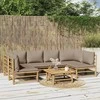 Lauko baldų komplektas Sodo komplektas su taupe pagalvėlėmis, 7 dalių, bambukas