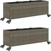 Sodo loveliai su ratukais, 2vnt., pilki, 107x32x38cm, ratanas