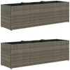 Sodo loveliai su vazonais, 2vnt., pilki, 105x30x32cm, ratanas