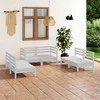 Lauko baldų komplektas Sodo poilsio baldų komplektas, 6 dalių, baltas, pušies masyvas