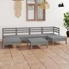 Lauko baldų komplektas Sodo poilsio baldų komplektas, 7 dalių, pilkas, pušies masyvas