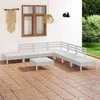 Lauko baldų komplektas Sodo poilsio baldų komplektas, 8 dalių, baltas, pušies masyvas