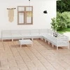 Lauko baldų komplektas Sodo poilsio baldų komplektas, 10 dalių, baltas, pušies masyvas