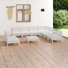 Lauko baldų komplektas Sodo poilsio baldų komplektas, 10 dalių, baltas, pušies masyvas