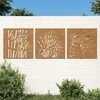 Nuotraukų rėmelis Sodo sienos dekoracija, 3 dalių, 55x55cm, corten plienas