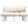 Sodo sofa iš palečių su smėlio pagalvėlėmis, pušies mediena