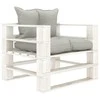 Sodo sofa iš palečių su taupe spalvos pagalvėmis, mediena