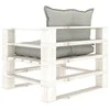 Sodo sofa iš palečių su taupe spalvos pagalvėmis, mediena