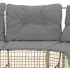 Sodo sofa su pagalvėlėmis ir pakoja, smėlio, poliratanas