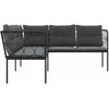 Sodo sofa su pagalvėlėmis, juoda, plienas/tekstilenas