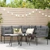 Sodo sofa su pagalvėlėmis, juoda, plienas/tekstilenas
