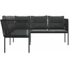 Sodo sofa su pagalvėlėmis, juoda, plienas/tekstilenas