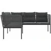 Sodo sofa su pagalvėlėmis, juoda, plienas/tekstilenas