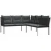 Sodo sofa su pagalvėlėmis, juoda, plienas/tekstilenas
