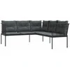 Sodo sofa su pagalvėlėmis, juoda, plienas/tekstilenas