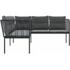 Sodo sofa su pagalvėlėmis, juoda, plienas/tekstilenas