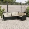 Sodo sofa su pagalvėlėmis, juoda, poliratanas, L formos
